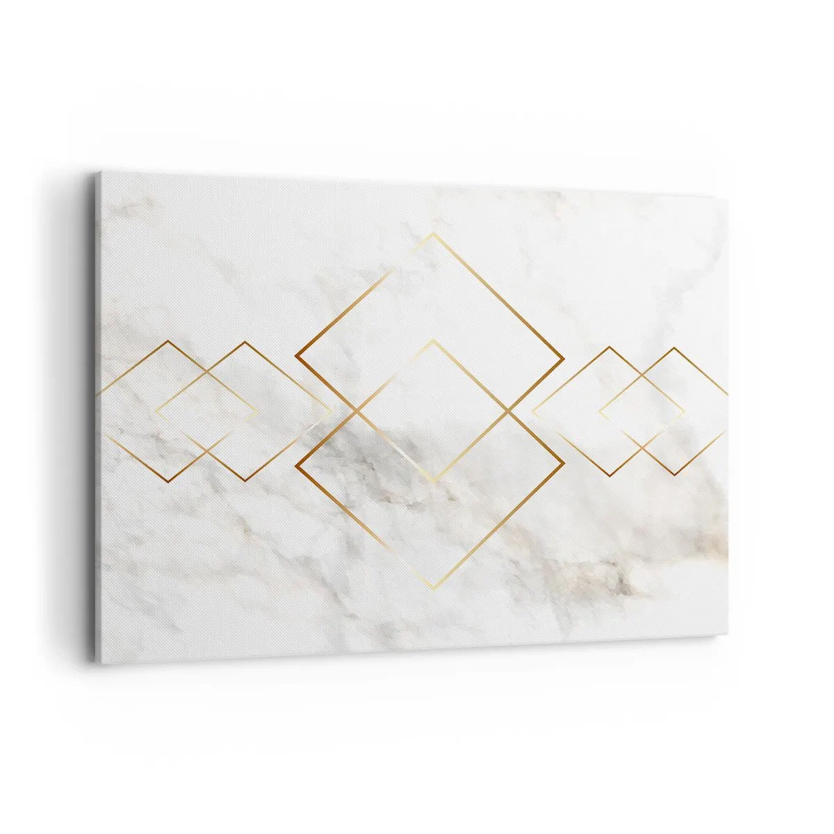Impression sur toile - Image sur toile - Losanges dorés minimalistes sur fond de marbre - 100x70cm - Vue à l'infini - Décoration murale moderne pour le salon et la chambre ARTTOR