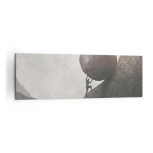 Impression sur toile - Image sur toile - Un homme escaladant un énorme rocher sur une colline - 160x50cm - Je crois contre tout espoir - Décoration murale moderne pour le salon et la chambre ARTTOR
