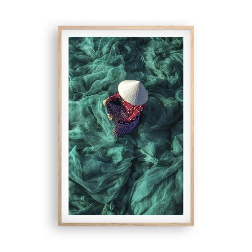 Affiche dans un chêne clair - Poster - Dans une mer de filet - 61x91 cm