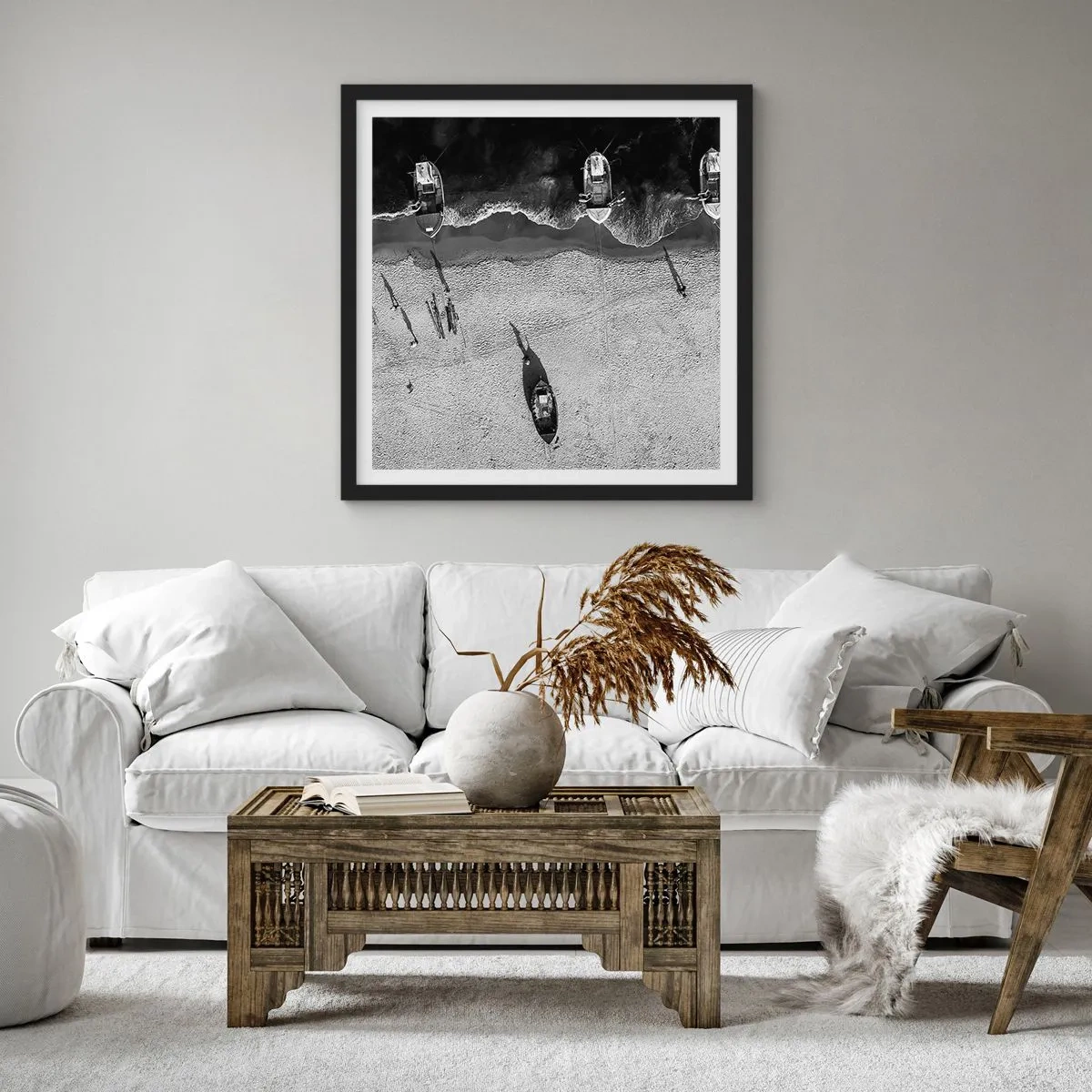 Affiche dans un cadre noir - Poster - Toujours sur le rivage… - 30x30 cm
