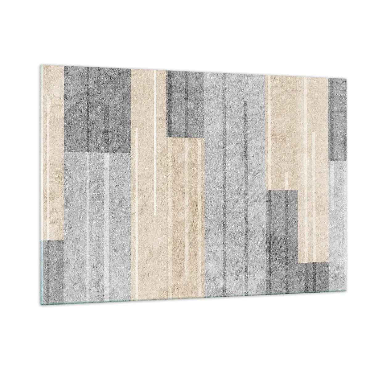 Impression sur verre - Image sur verre - Rayures géométriques dans les tons gris et beige - 120x80cm - Composition : se tenir droit - Décoration murale moderne pour le salon et la chambre ARTTOR