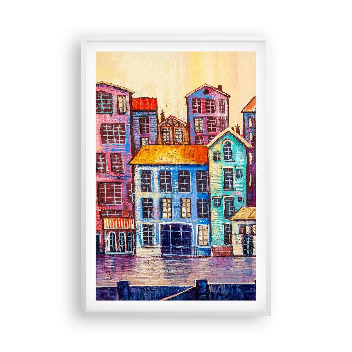 Affiche dans un cadre blanc - Poster - Une ville comme dans un conte de fées - 61x91 cm