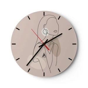 Horloge murale - Pendule murale - Une ligne minimaliste d'une silhouette féminine sur un fond beige - 30x30cm - Icone féminin - Décoration murale moderne pour le salon, la cuisine et la chambre ARTTOR