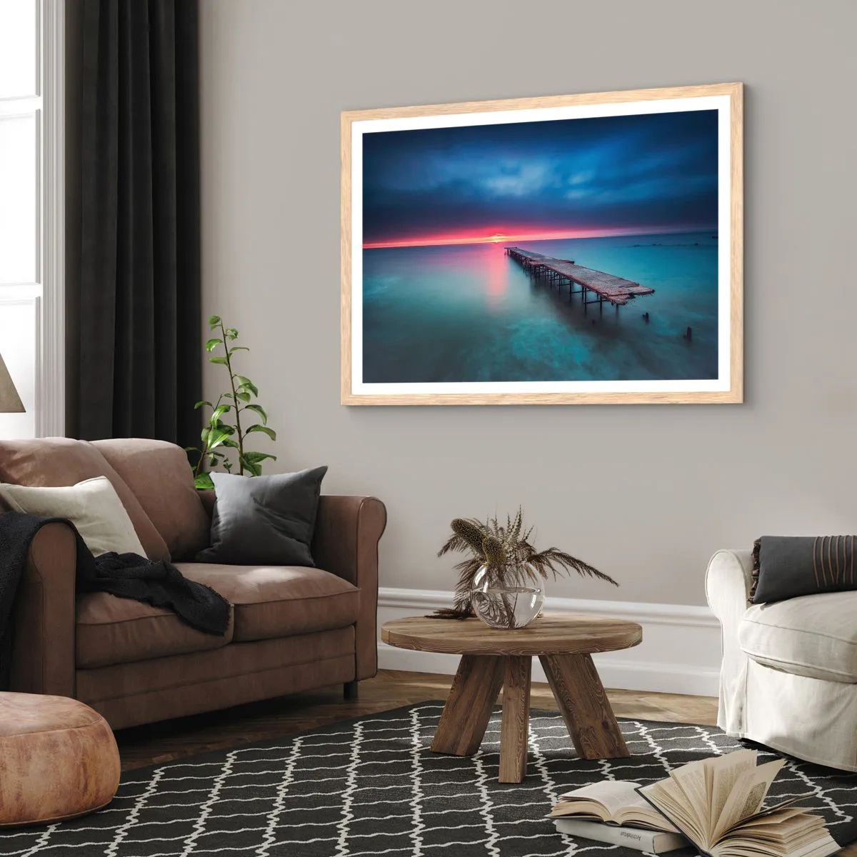 Affiche dans un chêne clair - Poster - Entre le ciel et la terre - 50x40 cm