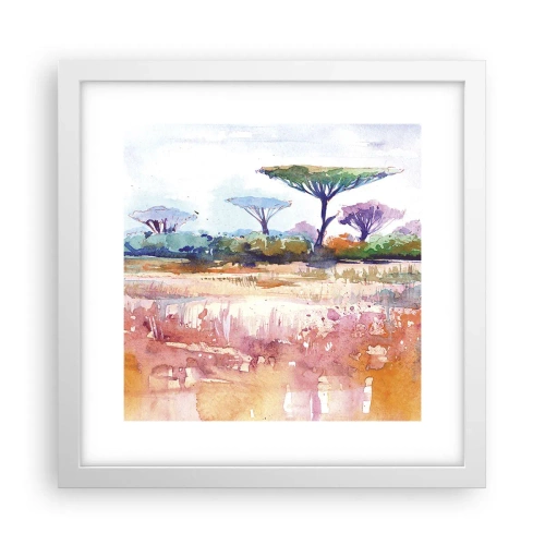 Affiche dans un cadre blanc - Poster - Couleurs de savane - 30x30 cm