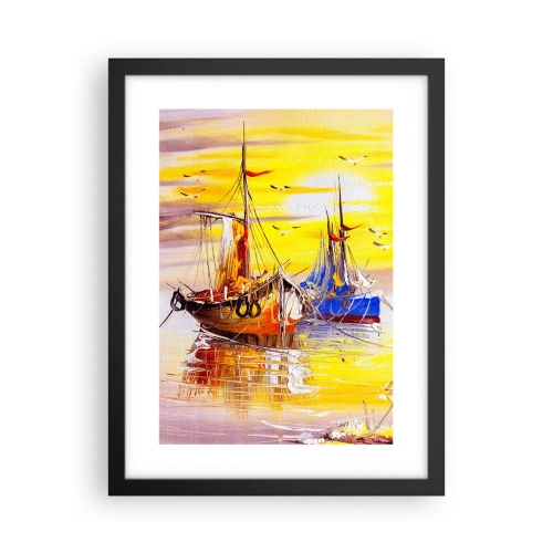 Affiche dans un cadre noir - Poster - Un repos bien mérité au port - 30x40 cm