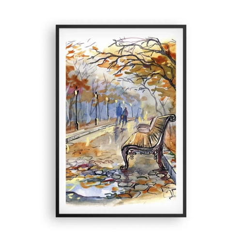 Affiche dans un cadre noir - Poster - Errer ensemble à l'automne - 61x91 cm