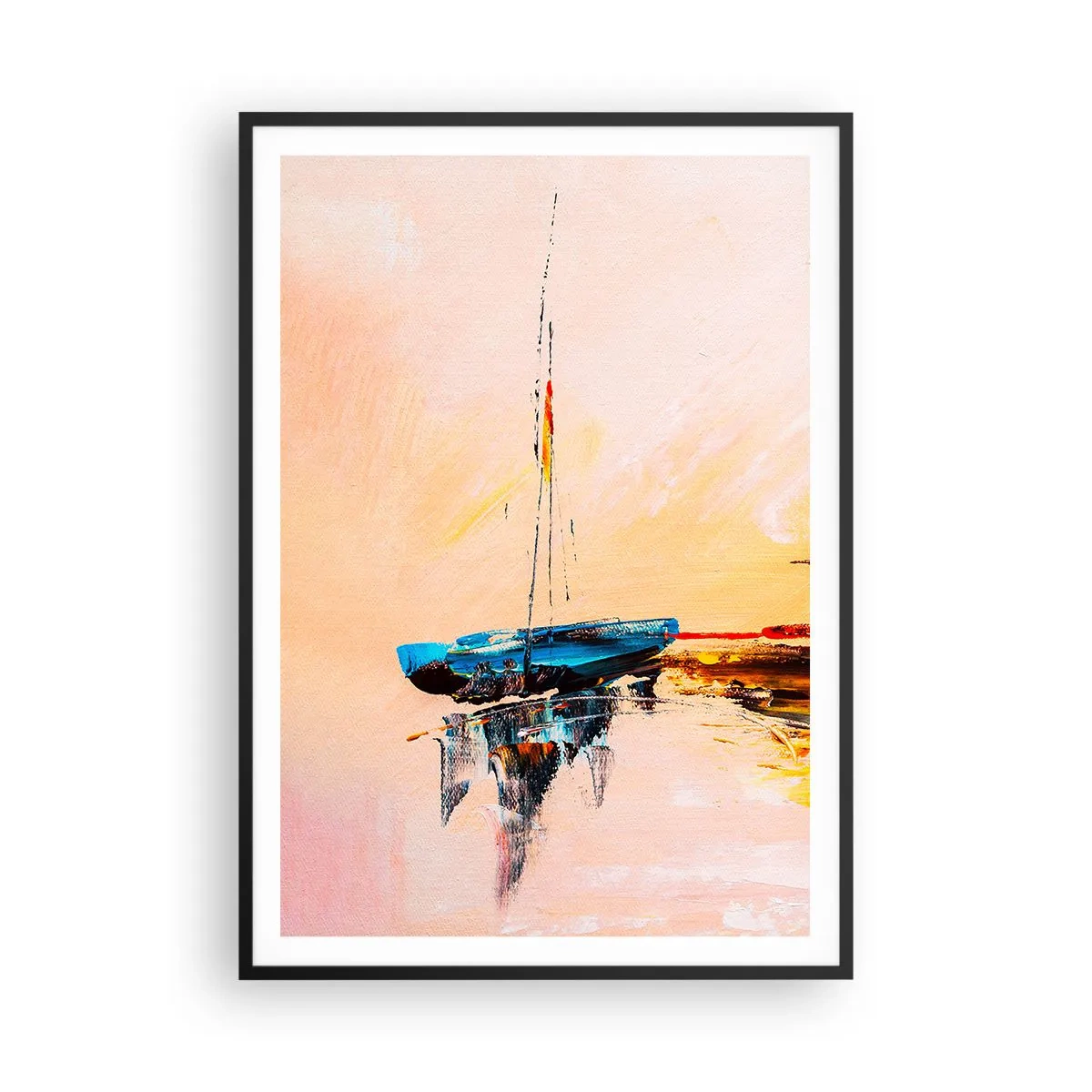 Affiche dans un cadre noir - Poster - Soirée à la marina - 70x100 cm