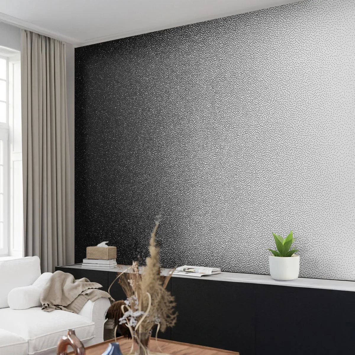 Papier Peint Photo Premium Sand - Du coté de la lumière - Noir et blanc, Abstraction, Pente - 100x70 cm