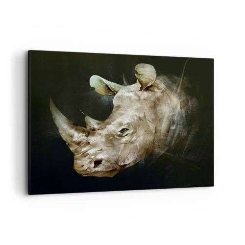 Impression sur toile - Image sur toile - Portrait d'un rhinocéros sous une forme artistique - 120x80cm - La force vraiment masculine - Décoration murale moderne pour le salon et la chambre ARTTOR