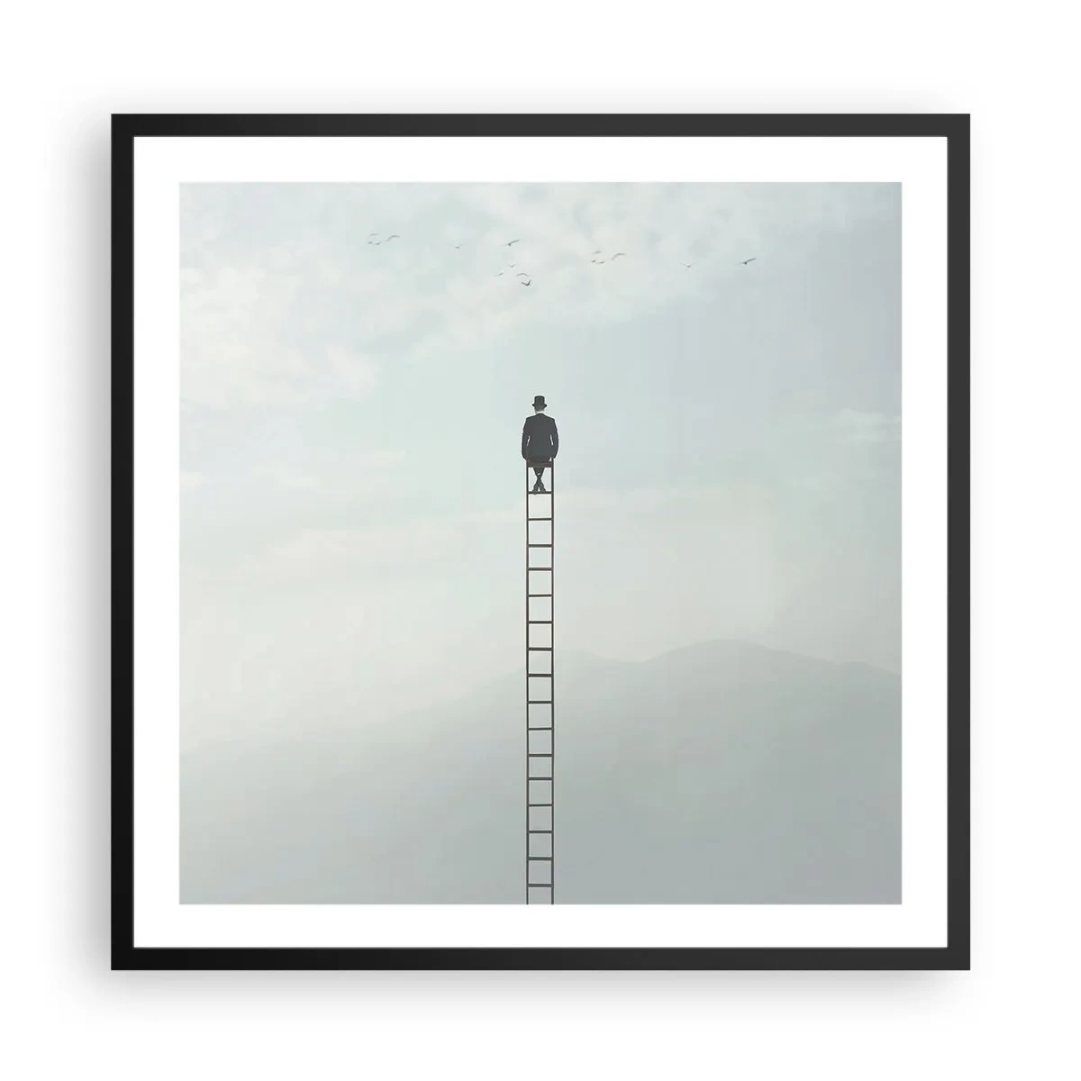 Affiche dans un cadre noir - Poster - Se soulever au-dessus - 60x60 cm