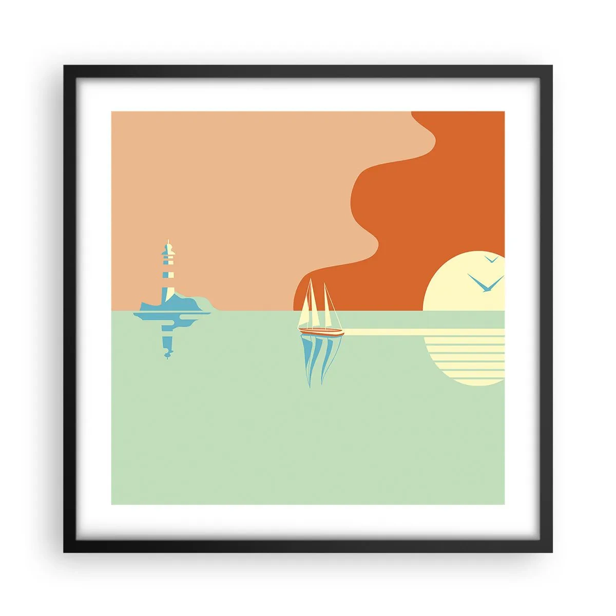 Affiche dans un cadre noir - Poster - Paysage idéal de la mer - 50x50 cm