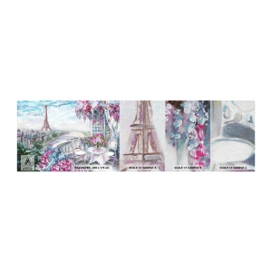 Échantillon de Papier Peint Premium Canvas - C'est le plus beau ici en mai - Ville, tour Eiffel, Paris - 100x30 cm