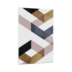 Impression sur verre - Image sur verre - Motifs géométriques dans les tons or et bleu marine - 80x120cm - Plats et angles - Décoration murale moderne pour le salon et la chambre ARTTOR