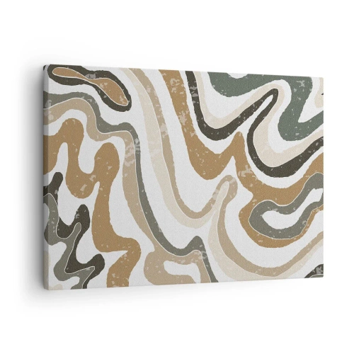 Impression sur toile - Image sur toile - Motifs terreux dans des tons de marron et de vert - 70x50cm - Méandres de couleurs de la terre - Décoration murale moderne pour le salon et la chambre ARTTOR