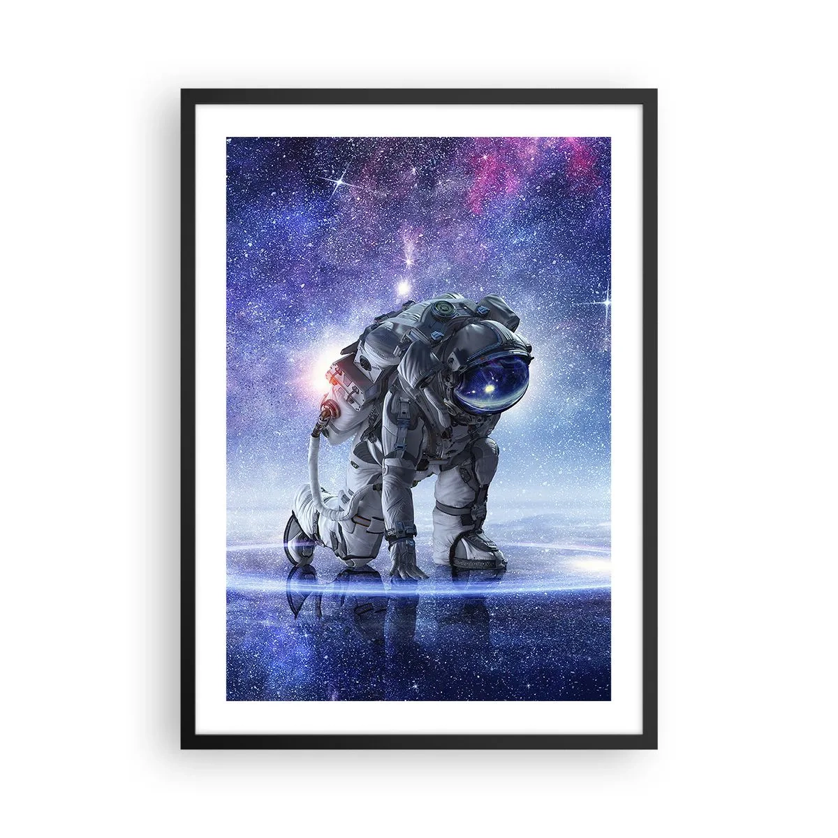 Affiche dans un cadre noir - Poster - Astronaute sur fond d'espace - 50x70cm - Le ciel étoilé au dessus de moi - Décoration murale moderne pour le salon et la chambre ARTTOR