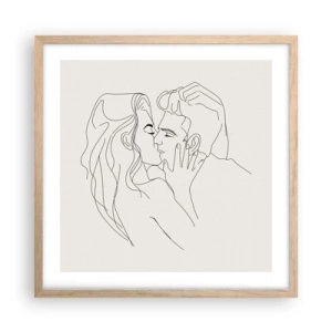 Affiche dans un chêne clair - Poster - Enlacé de sentiment - 50x50 cm