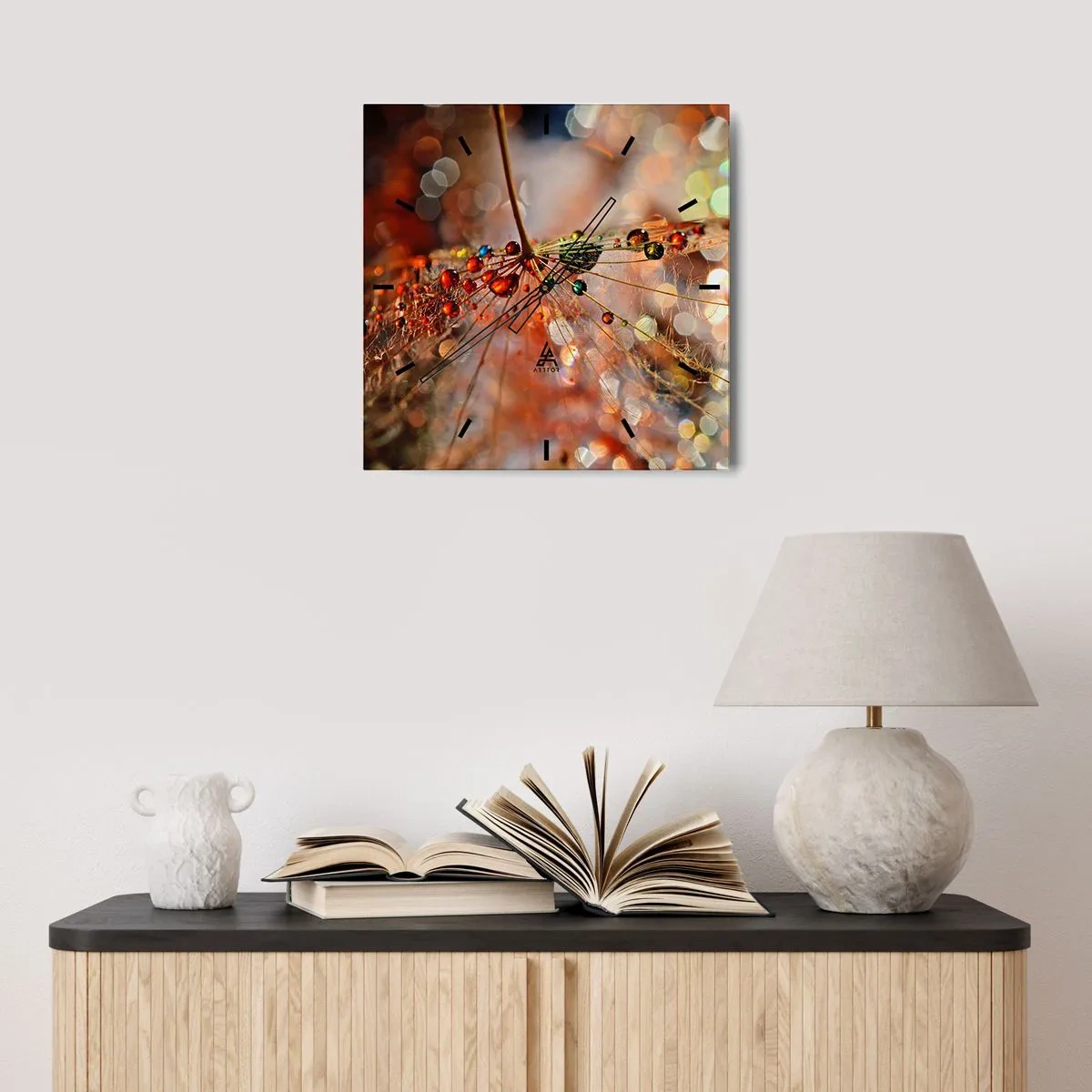 Horloge murale - Pendule murale - Enfilé sur un fil d'araignée - 40x40 cm