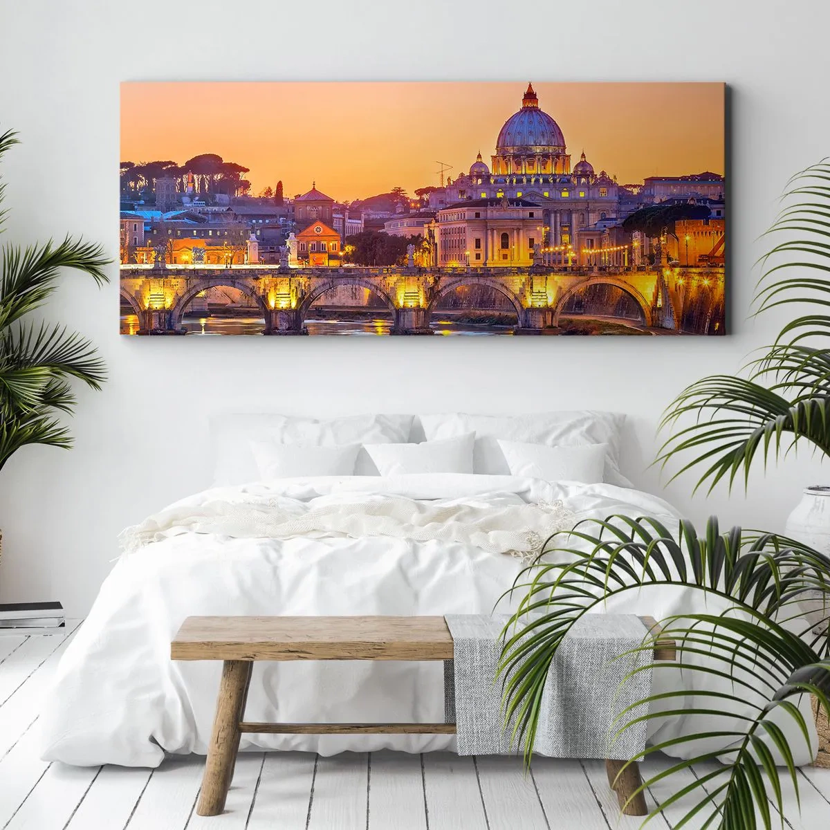 Impression sur toile - Image sur toile - Coucher de soleil sur la ville éternelle - 100x40 cm