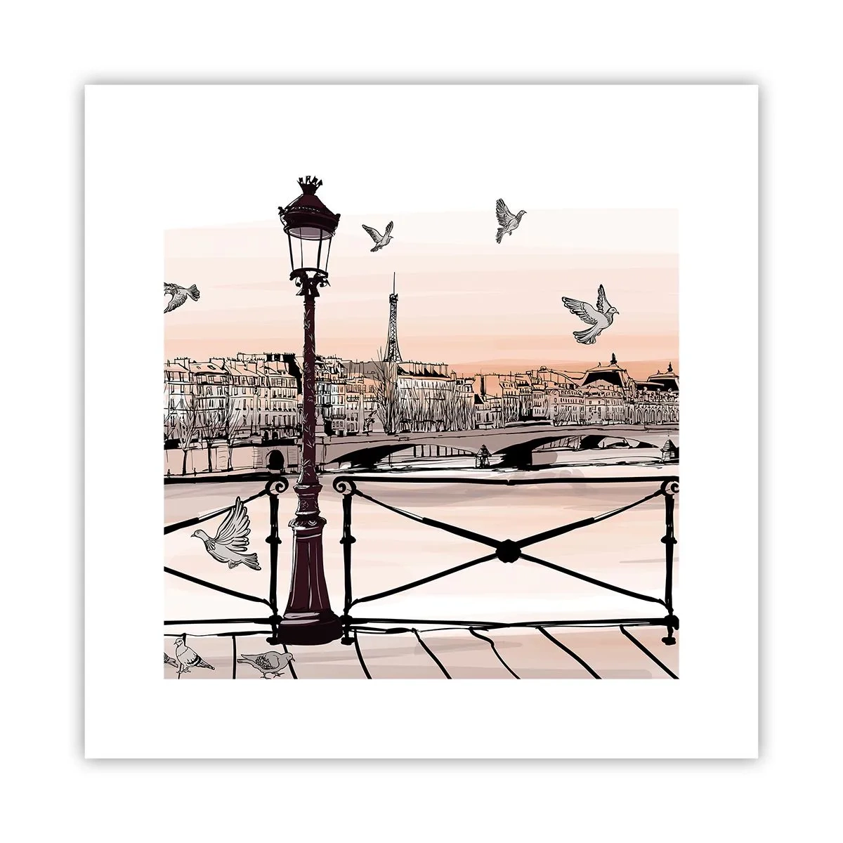 Affiche - Poster - Sur les toits de Paris - 30x30 cm
