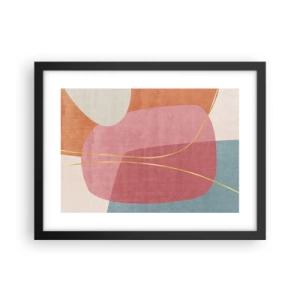 Affiche dans un cadre noir - Poster - Composition pastel au fil d'or - 40x30 cm