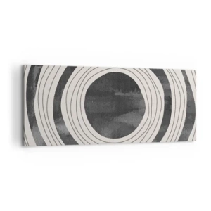 Impression sur toile - Image sur toile - Cercles concentriques noirs et blancs sur fond clair - 120x50cm - Droit au but - Décoration murale moderne pour le salon et la chambre ARTTOR