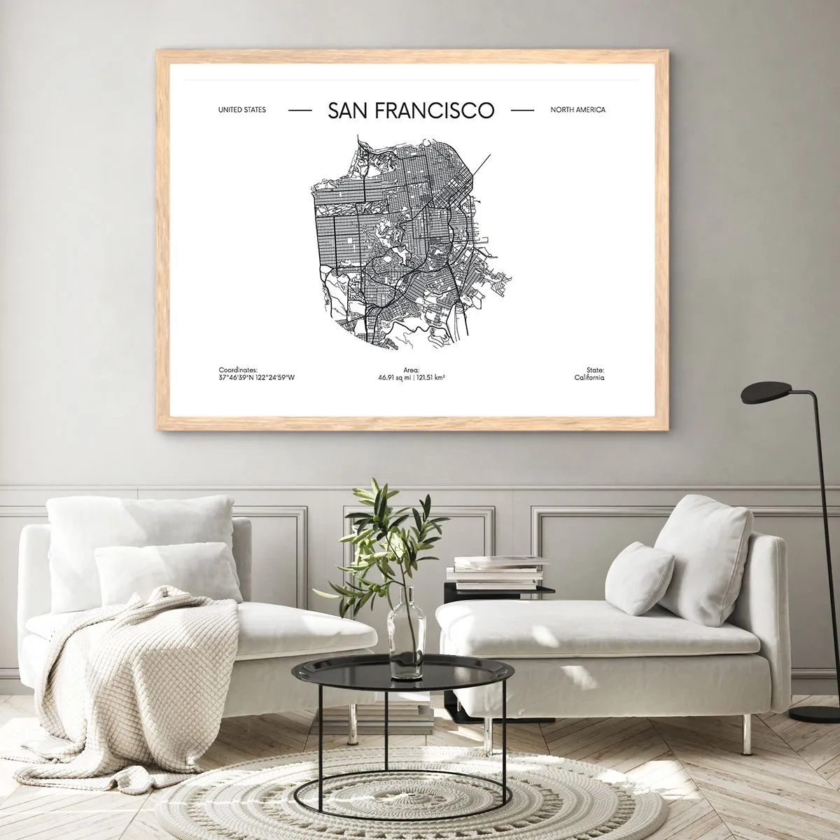 Affiche dans un chêne clair - Poster - Anatomie de San Fransisco - 50x40 cm