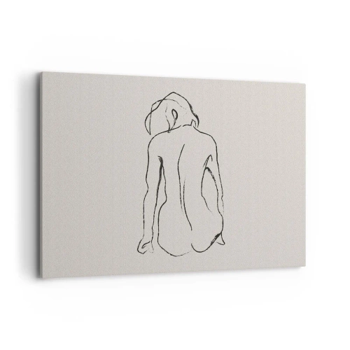 Impression sur toile - Image sur toile - Un croquis subtil de la silhouette d'une fille de dos - 120x80cm - Femme nue - Décoration murale moderne pour le salon et la chambre ARTTOR