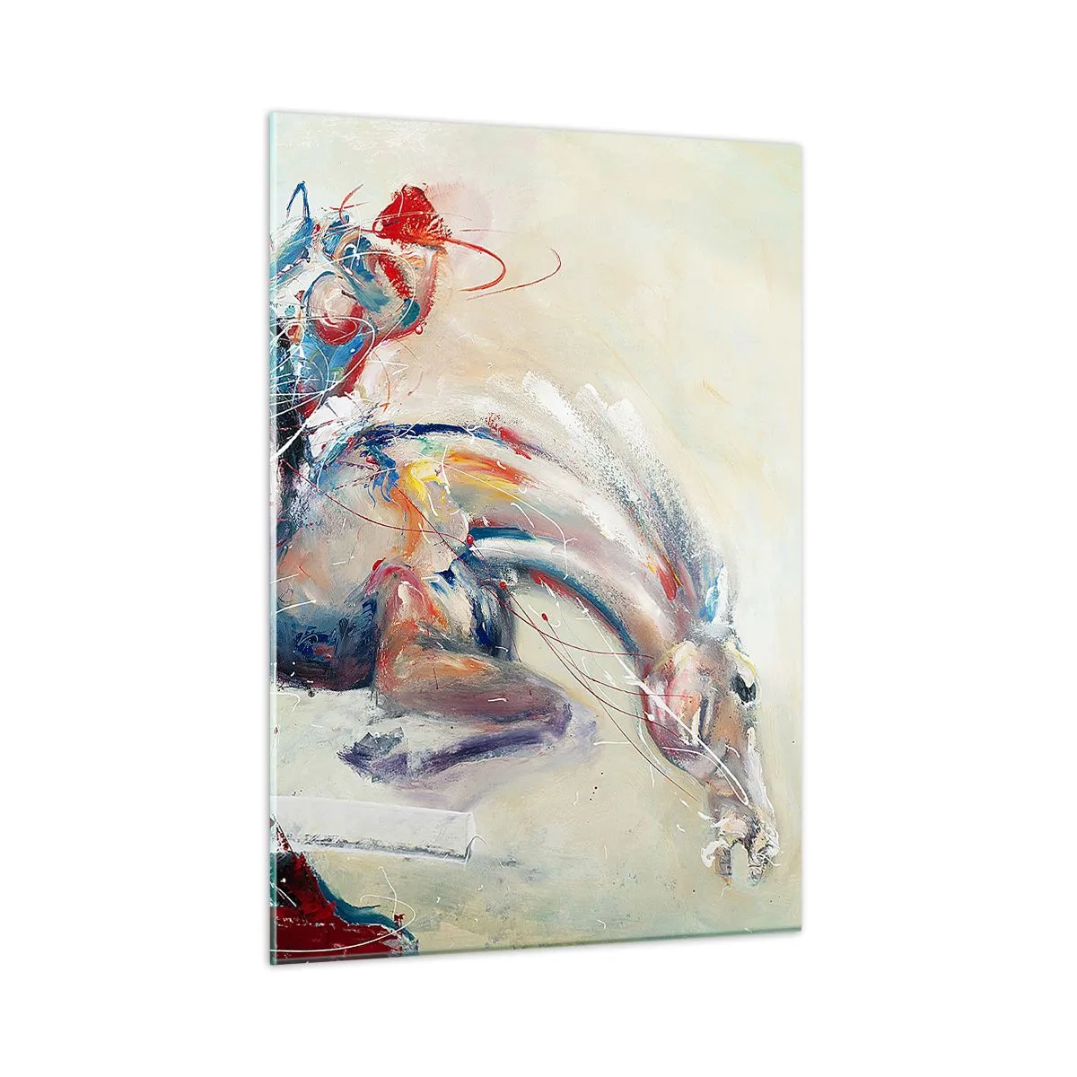Impression sur verre - Image sur verre - Une image abstraite d'un cheval en mouvement dynamique. - 50x70cm - Accrochez-vous, nous décollons - Décoration murale moderne pour le salon et la chambre ARTTOR