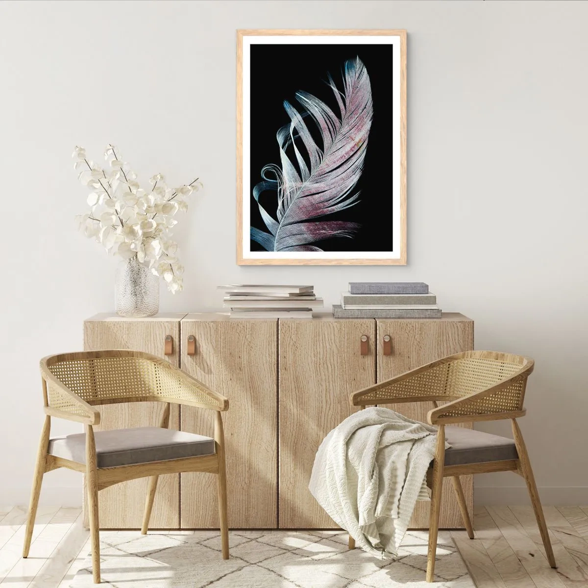 Affiche dans un chêne clair - Poster - Pensez au toucher - 40x50 cm