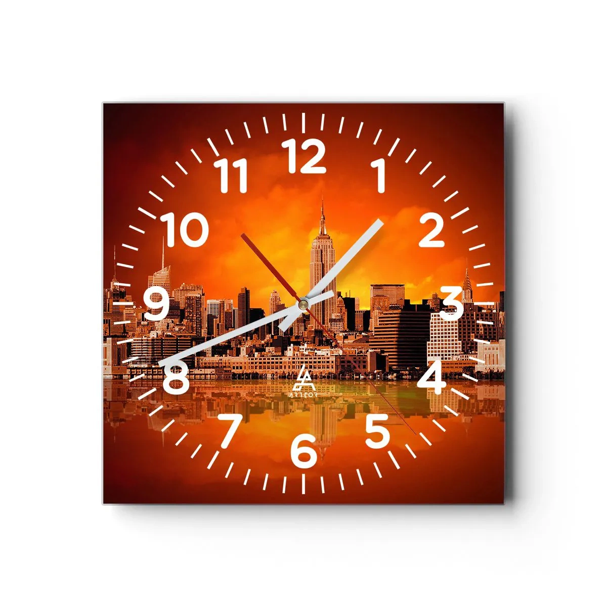 Horloge murale - Pendule murale - Panorama de grande ville en jaune et bronze - 30x30 cm