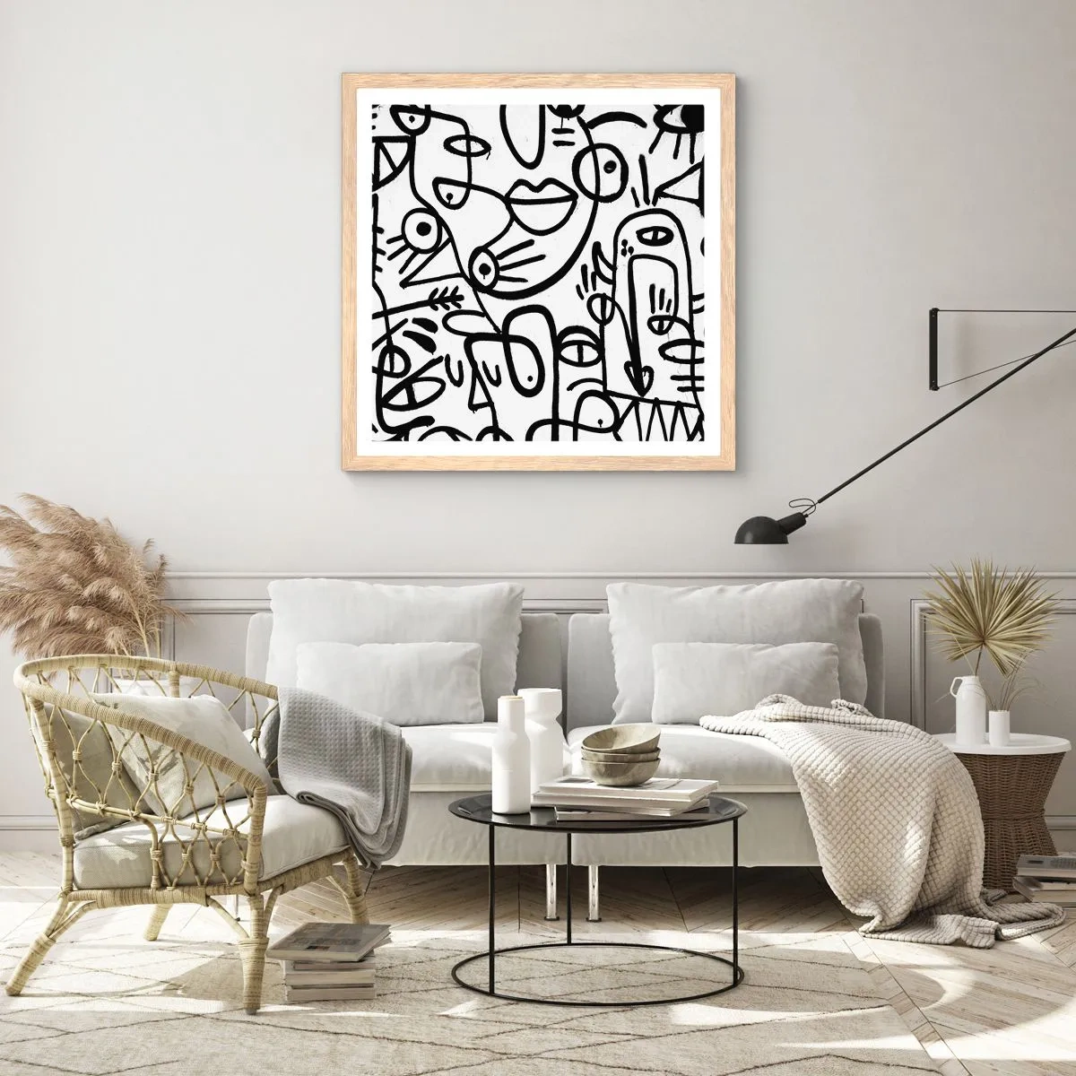 Affiche dans un chêne clair - Poster - Visages et mirages - 50x50 cm