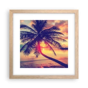 Affiche dans un chêne clair - Poster - Soirée sous les palmiers - 30x30 cm