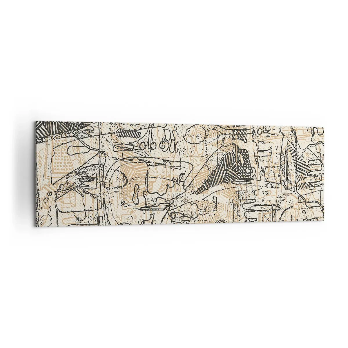 Impression sur toile - Image sur toile - Motifs abstraits et lignes sur fond beige - 160x50cm - Il attend d'être décodé - Décoration murale moderne pour le salon et la chambre ARTTOR