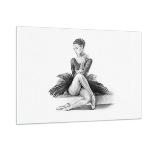 Impression sur verre - Image sur verre - Croquis d'une ballerine en robe noire dans une pose pensive - 120x80cm - Envoutée par la danse - Décoration murale moderne pour le salon et la chambre ARTTOR