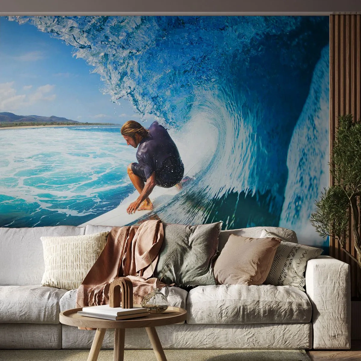 Papier Peint Photo Premium Canvas - Danse avec les vagues - sport, Surfant, Planche de surf - 250x175 cm