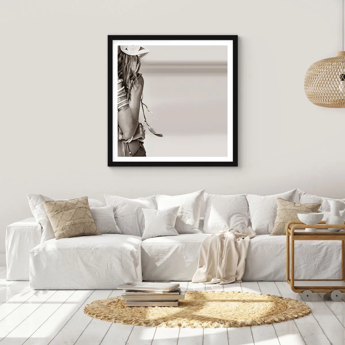 Affiche dans un cadre noir - Poster - Comment va la fille - 50x50 cm