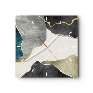 Horloge murale - Pendule murale - Composition mosaïque avec un fil d'or - 40x40 cm