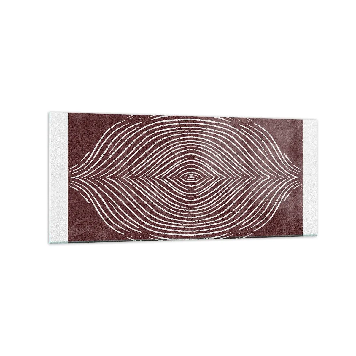 Impression sur verre - Image sur verre - Ondes symétriques en lignes blanches sur fond marron - 120x50cm - L'espace parle - Décoration murale moderne pour le salon et la chambre ARTTOR