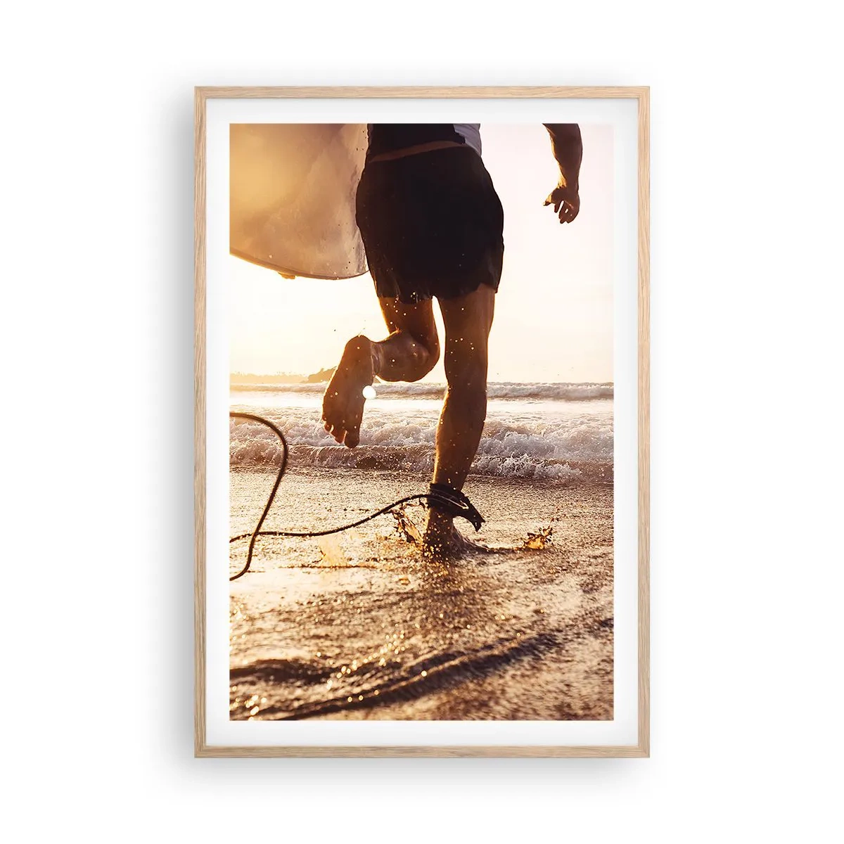 Affiche dans un chêne clair - Poster - A la rencontre des vagues - 61x91 cm