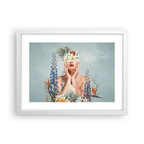 Affiche dans un cadre blanc - Poster - Femme - fleur - 40x30 cm