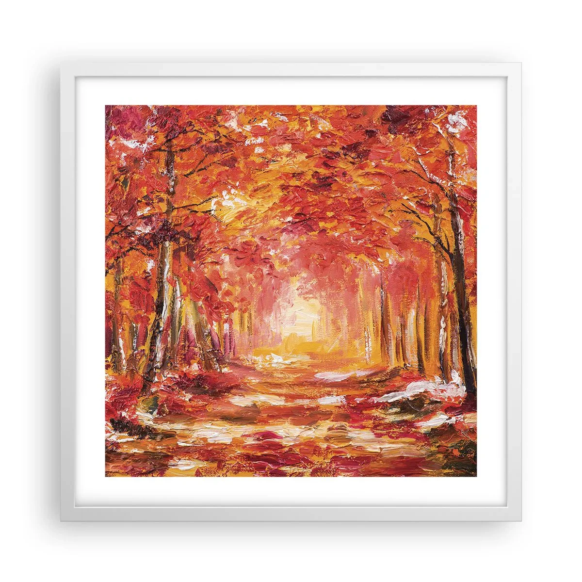Affiche dans un cadre blanc - Poster - Forêt de cuivre - 50x50 cm