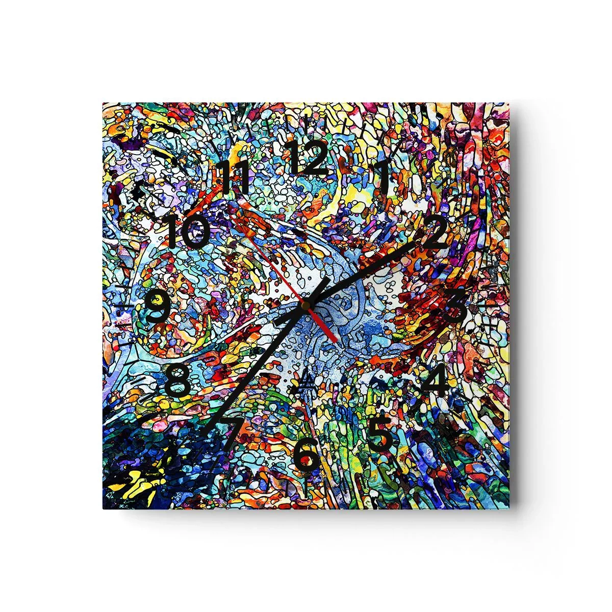 Horloge murale - Pendule murale - Goutte de vitrail - 30x30 cm