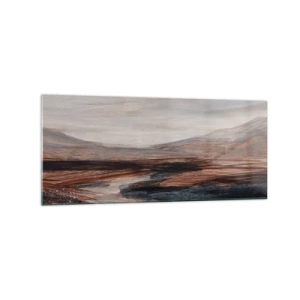 Impression sur verre - Image sur verre - Un paysage pittoresque avec une rivière et des montagnes - 120x50cm - Une vallée tranquille - Décoration murale moderne pour le salon et la chambre ARTTOR