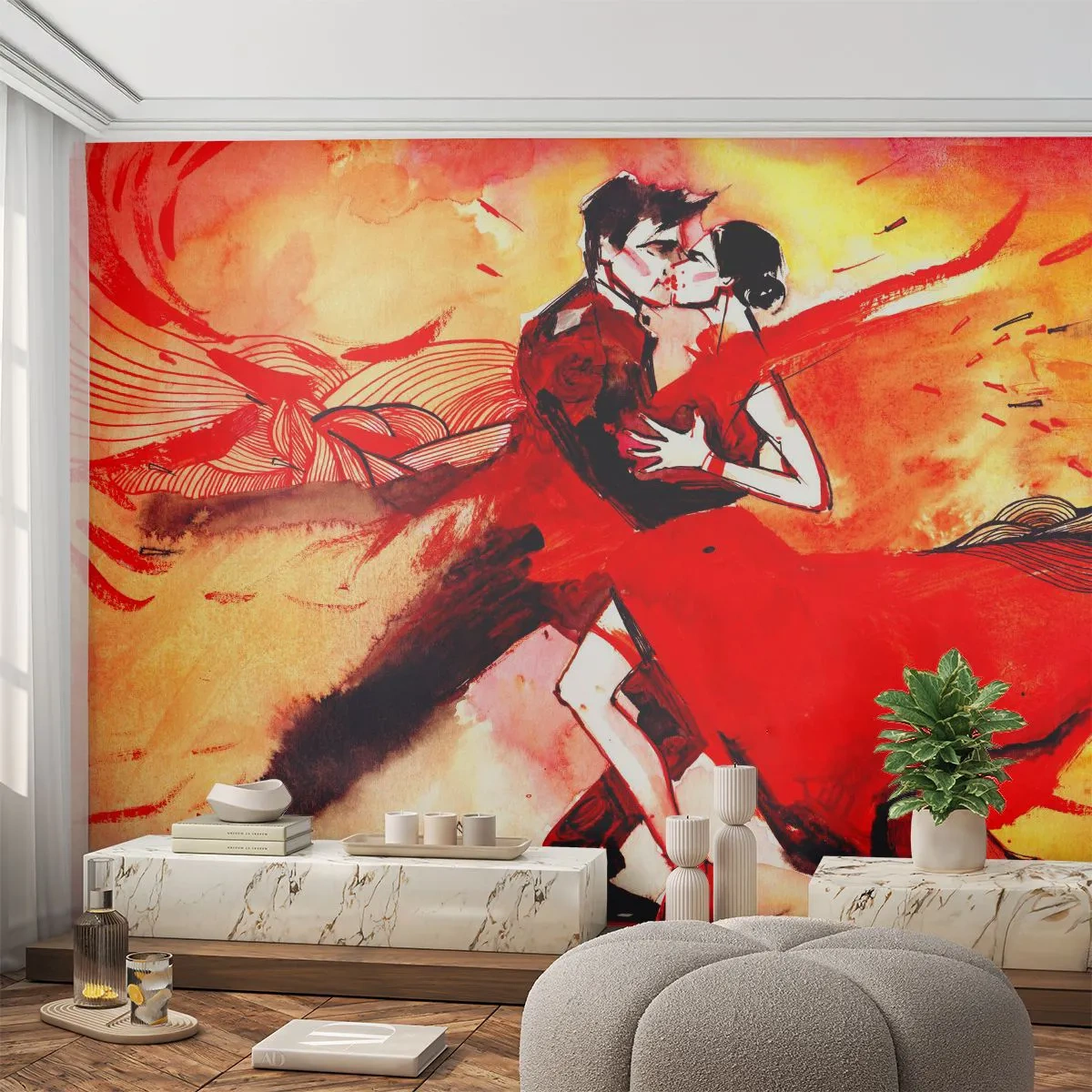 Papier Peint Autocollant Deluxe Sticker - Le rythme violet de la passion - Abstraction, Danse, Tango - 250x175 cm