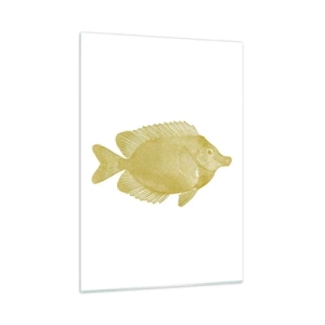 Impression sur verre - Image sur verre - Poisson rouge vintage sur fond clair - 50x70cm - Du poisson et c'est tout - Décoration murale moderne pour le salon et la chambre ARTTOR