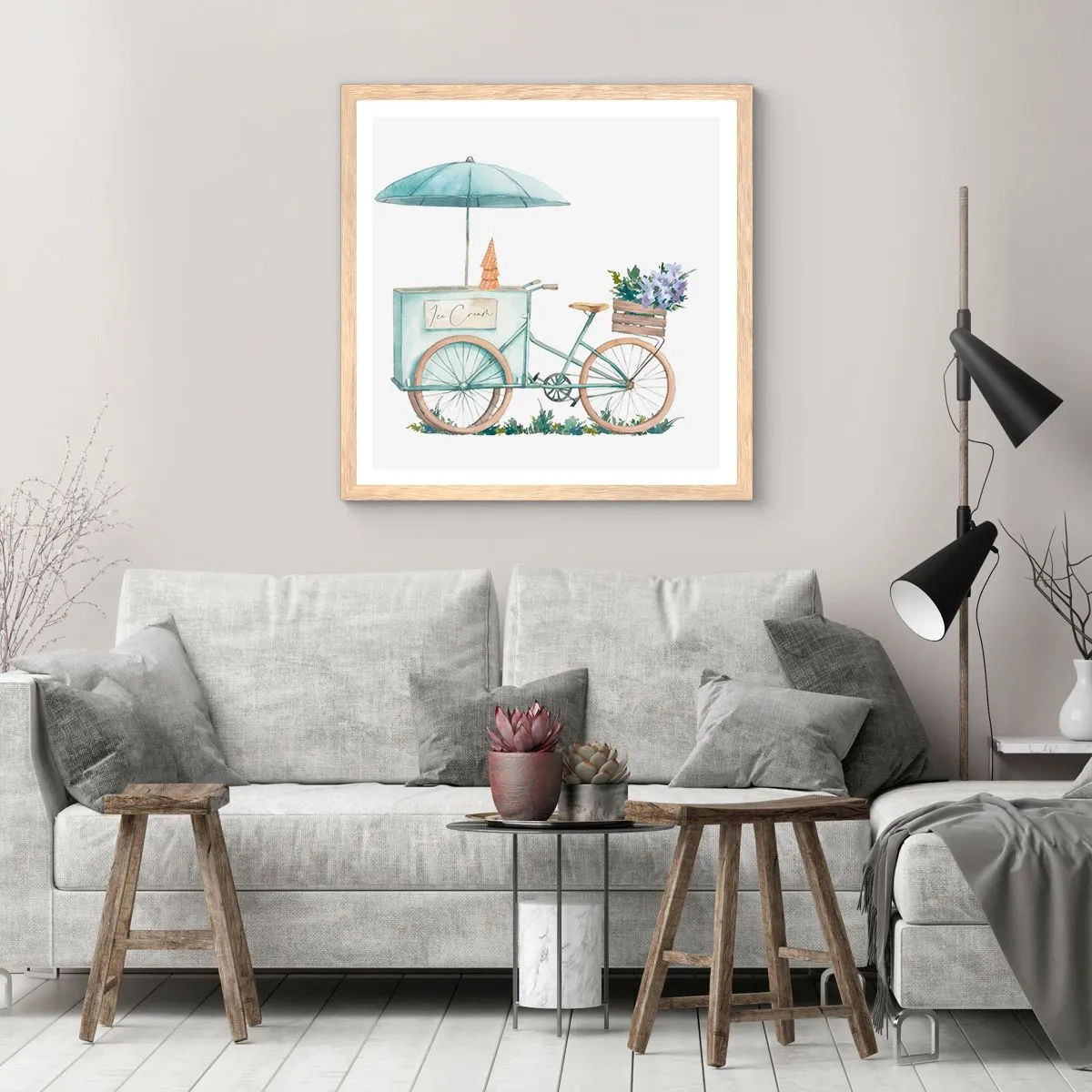 Affiche dans un chêne clair - Poster - Doux souvenir d'été - 30x30 cm