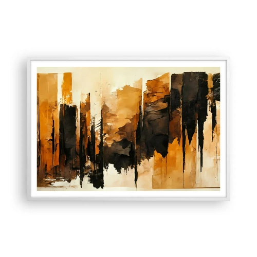 Affiche dans un cadre blanc - Poster - Harmonie de noir et d'or - 100x70 cm