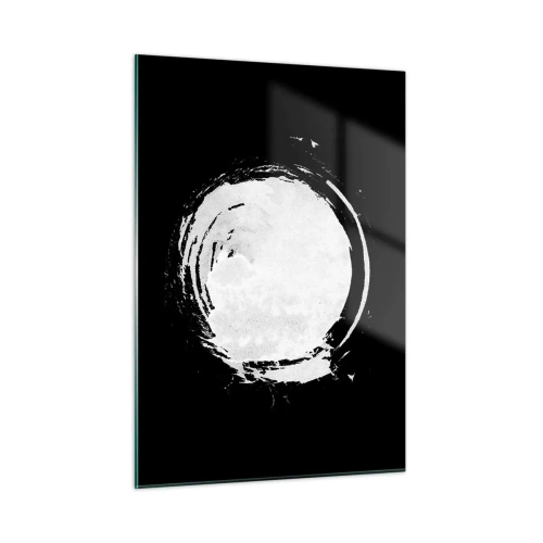 Impression sur verre - Image sur verre - Cercle abstrait blanc sur fond noir - 50x70cm - Belle sortie - Décoration murale moderne pour le salon et la chambre ARTTOR