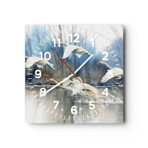 Horloge murale - Pendule murale - Comme dans un conte de fées sur les cygnes sauvages - 30x30 cm
